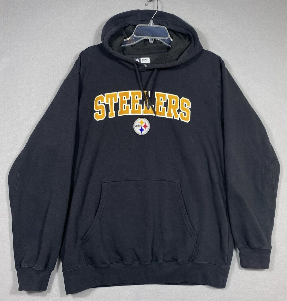 Pittsburgh Steelers NFL Size Large Black Hoodie Sweatshirt Pullover Football